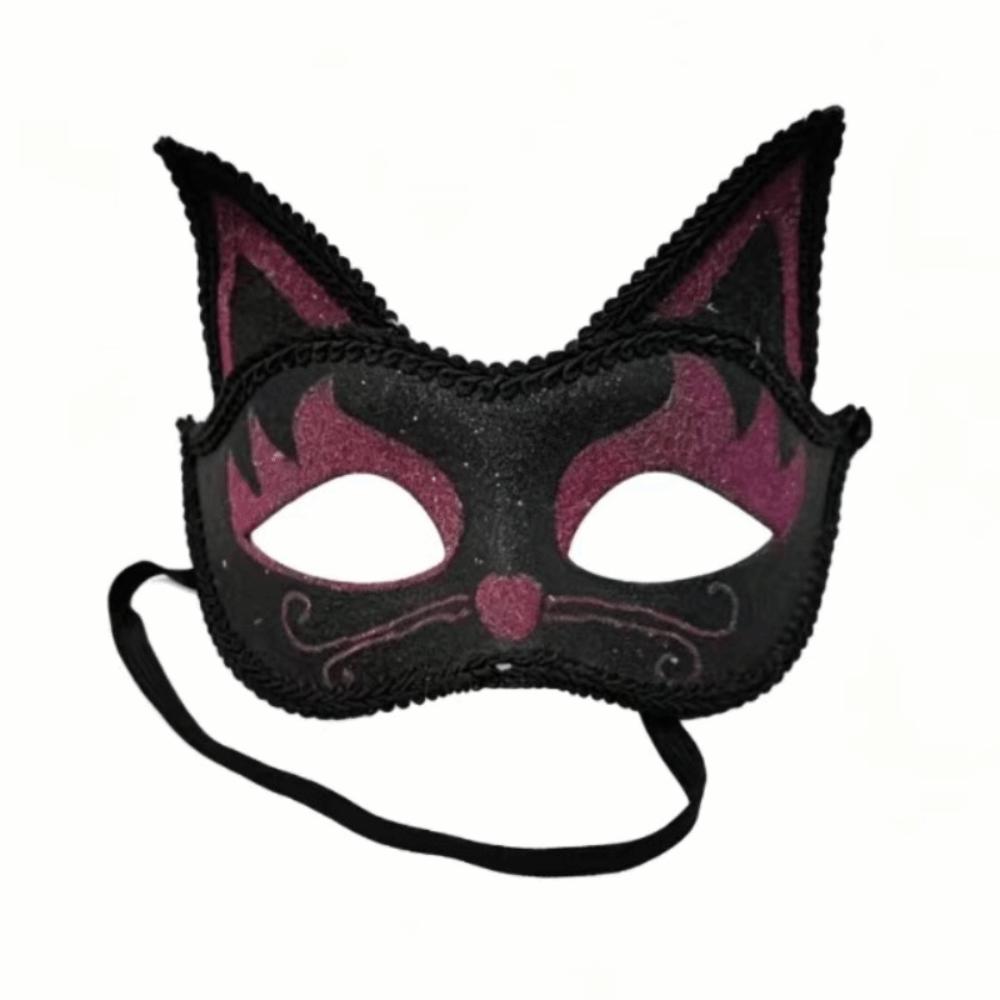 3D Cat Texture Glitter Cat Half Face Mask Funny Cosplay Halloween Cat Party Eye Mask  Themed Party
