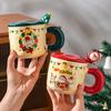 Creative Christmas Ceramic Cup With Lid, High-Value Household Couple Water Cup Gift Box, High-End Souvenir Gift