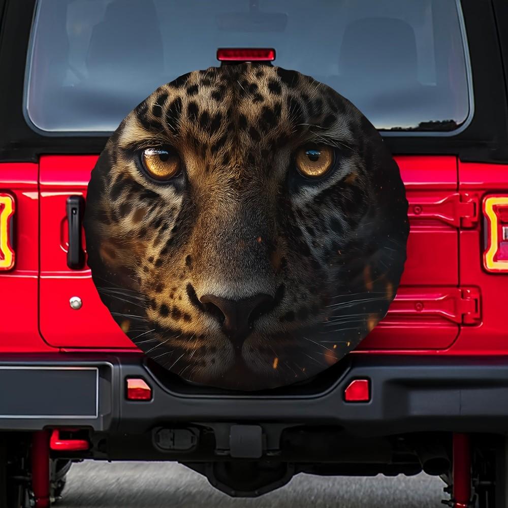 Leopard Face Tire Cover Durable Polyester Spare Wheel Protector Outdoor Accessory