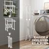 Foldable Clothes Drying Rack with 3 Adjustable Bars and 4 Wheels, 104-150x103x145-197cm, Silver