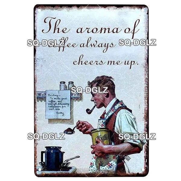 [SQ-DGLZ]COFFEE Menu Metal Sign Vintage Plaque Plate Decor For Pub Bar Wall Decor Break Coffee Tin Signs Retro Cafe Poster