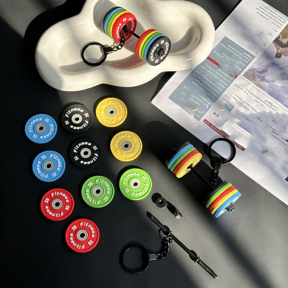 Barbell Sheet Dumbbell Keychain PVC Bag Pendant Unique Gym Feedback Gift Girl