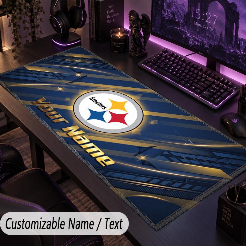 Large Mouse PadPittsburgh Steelers Custom Name Text Personalized Desk Mat Non Slip Gaming Pad