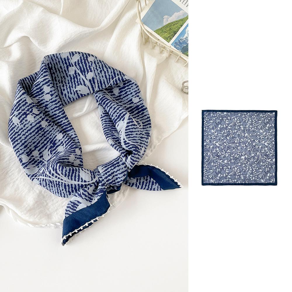 Summer 61 Silk Collection Women's Silk Scarf Medium Square Scarf Double Crepe Fashion Sunscreen Silk Scarf Mulberry Silk Lace Premium Sense
