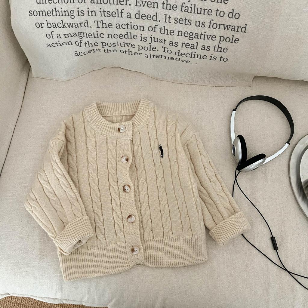 Стильный вязаный кардиган с вышивкой для мальчиков - Повседневный свитерный комплект для малышей на весну и осень