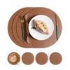 Популярный круглый кожаный подстаканник-подставка под тарелку из ПУ с рисунком под коровью кожу, водонепроницаемый и маслостойкий, можно протирать, легко чистить и устойчив к высоким температурам