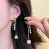 Elegant Long Tassel Pearl Earrings with 925 Sterling Silver for Women