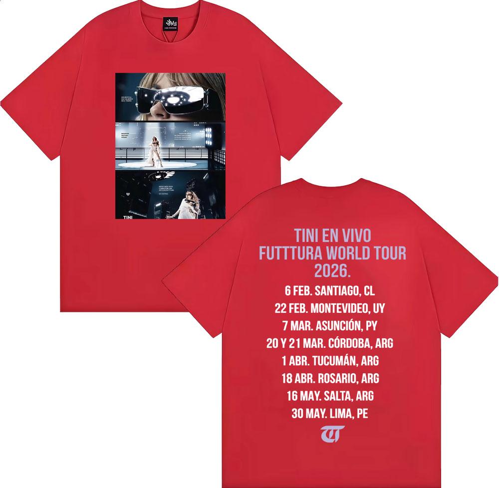Tini Stoessel Futtura World Tour 2026 Graphic T Shirts Men Women Fashion Hip Hop Aesthetic T-shirts Summer O-Neck Cotton T Shirt