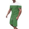 Men's Solid Color Shoulder Short Sleeved Shorts Breathable Men's Casual 2-piece Set
