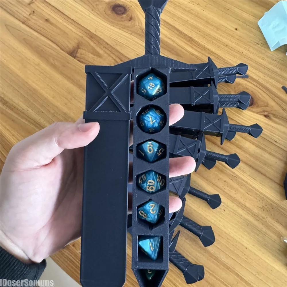 DND RPG TRPG Игры в кости Игра DND 22мм Кости Ролевые 3D-печать Коробка для хранения в форме меча