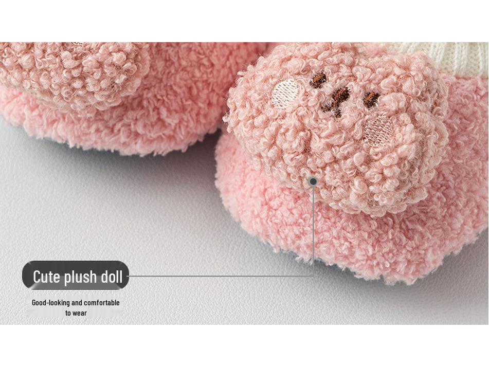 Warm Lambswool Fleece Baby Prewalker Shoes - Non-Slip, Thickened for Autumn/Winter