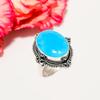 Magnesite Turquoise 925 Sterling Silver Ring V4570, Blue Ring, Oval Ring, Valentin's Day Gift, Gift For Her, Birthday Gift, Handmade Jewelry, Silver J