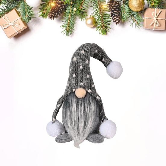 White Beard Faceless Doll Doll Display Knitted Hat Sitting Mold Heart Print Gnome Doll Ornament