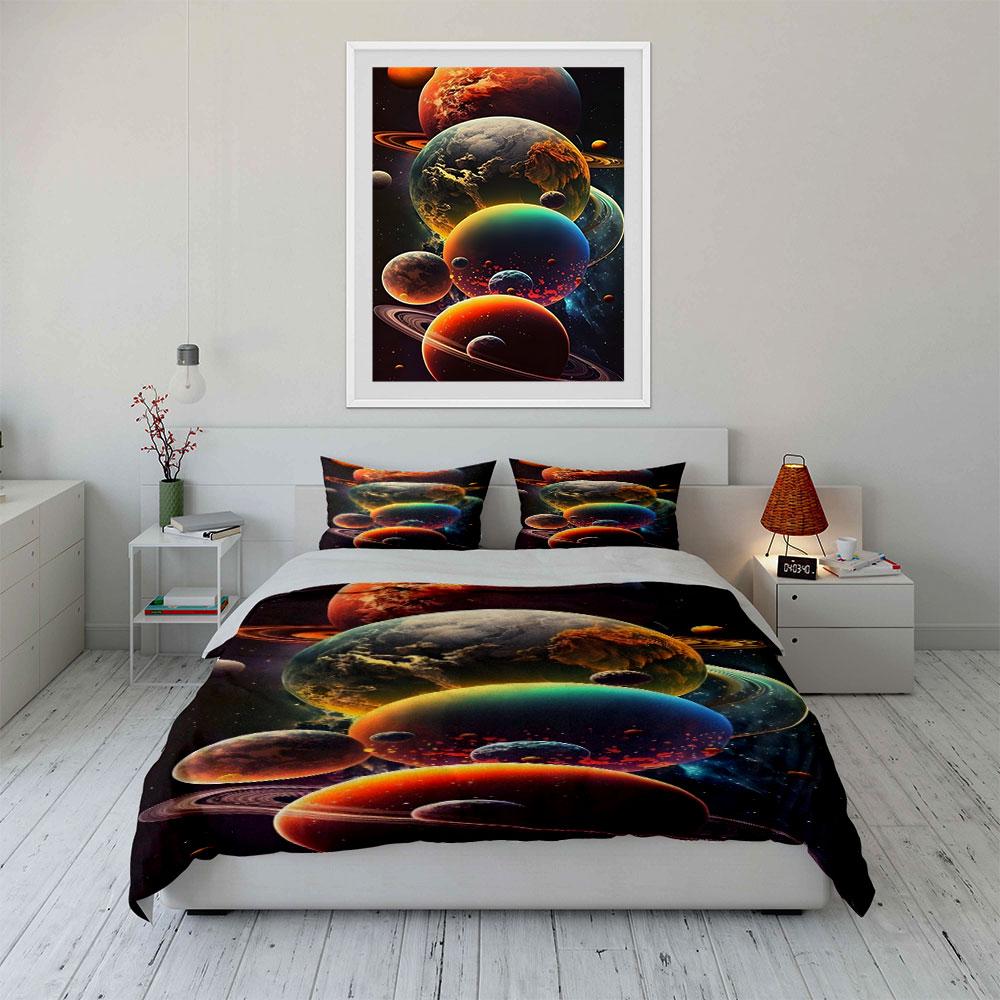 Planets and outer space. Bedding sets Duvet cover sets Duvet covers Pillowcases(1 * Duvet Cover 2 * Pillowcases without duvet insert)