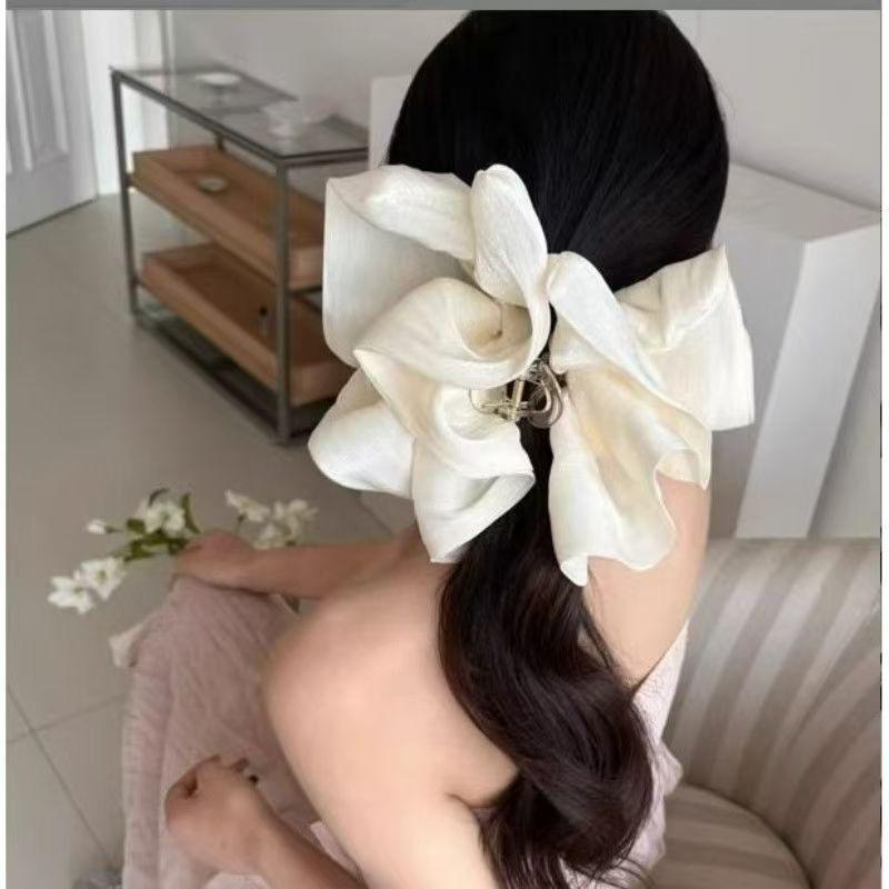 Korean Style Pleated Cloud Crab Claw Hair Clip Mesh Flower Bud Hair Clip Shark Clip Women Accessories