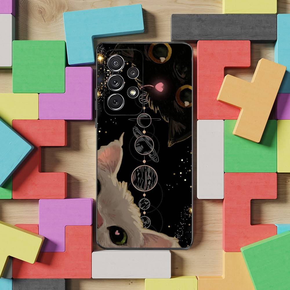 Абстрактный Милый Котенка Чехол для Телефона Для Samsung S9,S10,S20,S10,S21,S25,S24,S23,Ultra,FE,Plus,Lite,Мягкий Силикон Черный Чехол