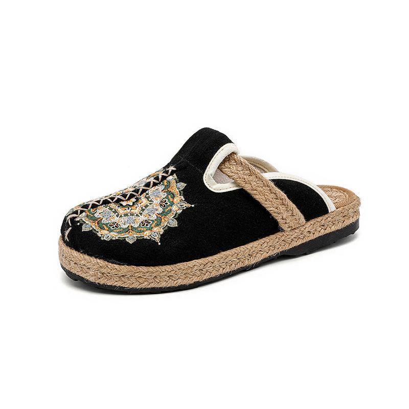 Women's Slip On Mules Comfortable Flat Lightweight Wide Toe Clog Casual Art Painted Travel Shoes Malaga Series