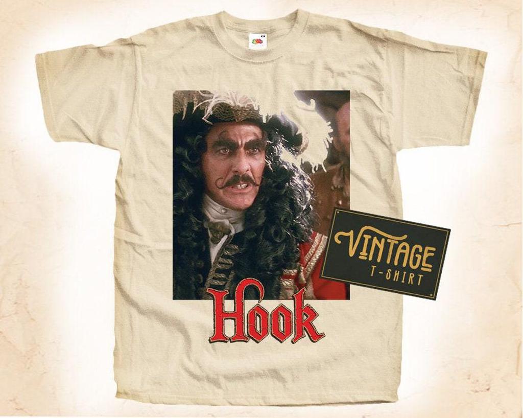 Hook Captain T-Shirt Tee Natural Vintage Cotton Movie Poster All Sizes S M L XL 2X 3X 4X 5X