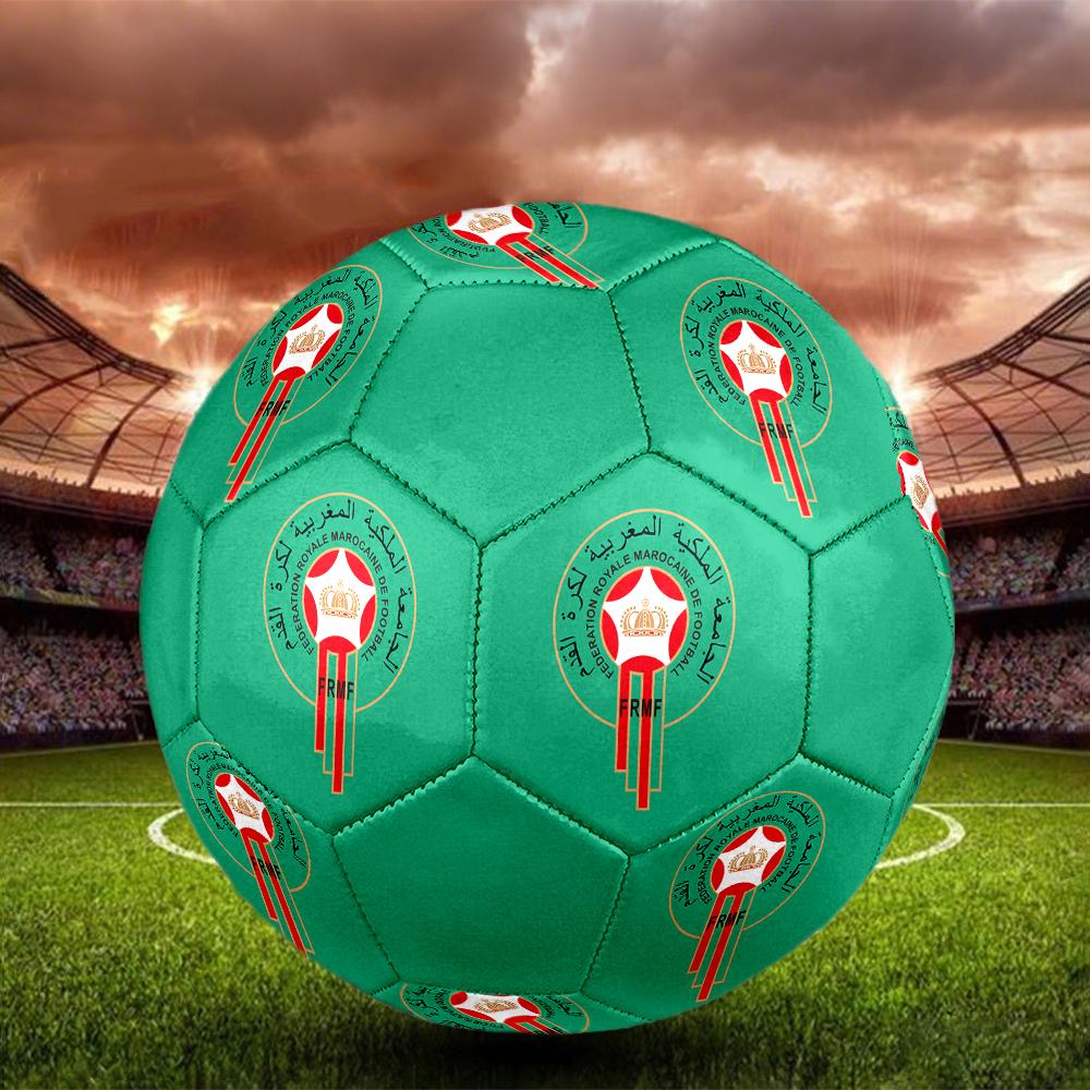 Футбольный мяч Morocco National FC, размер 5, разноцветный, подходит для всех возрастов, машинная строчка, материал ПВХ, соревновательного уровня, прочный и с высоким отскоком