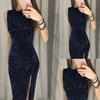 Sexy Nightclub Sequin Split Dress Irregular Hem Party Cocktail Women