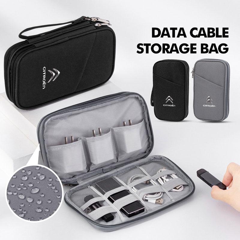 AKP4 Travel Data Cable Organizer Pouch Carry Case Portable Storage Bag For Citroen Jumper Celysee Cactus Picasso Aircross Saxo Grand