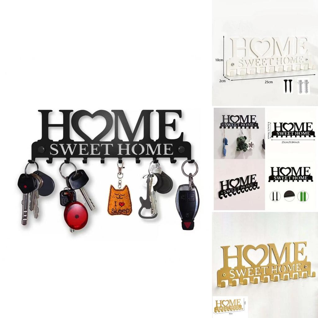 Modern Iron Home Letter Key Towel Organizer With Screw Mount For Household Storage