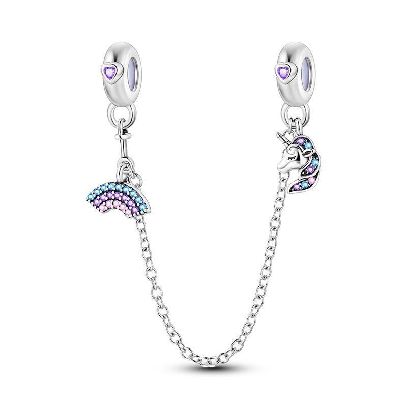 Защитная цепочка, подвески, бусины «Солнце и Луна», подходят для оригинальных браслетов, женские ювелирные изделия «сделай сам», посеребренный браслет в виде бабочки и сердца