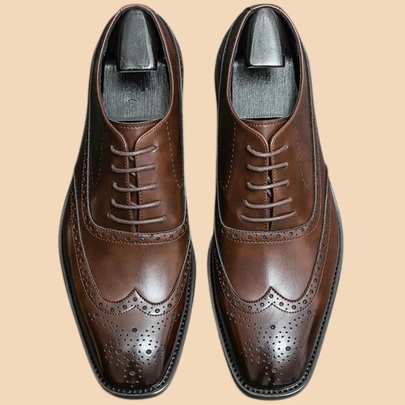 Оксфорды мужские туфли с красной подошвой модные деловые повседневные вечерние банкетные повседневные ретро резные туфли-броги на шнуровке