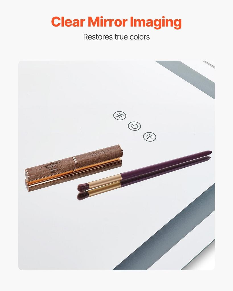 LED Bathroom Mirror 3 Color Anti-fog Wall Mounted Vanity Mirror 70 x 100cm