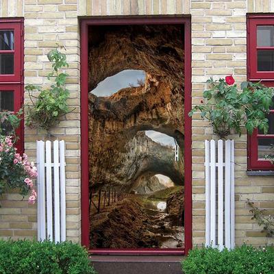 3D дверная художественная наклейка Rock Cave River самоклеящиеся дверные наклейки наклейки для дома спальни водонепроницаемые виниловые украшения спальня DIY настенные наклейки