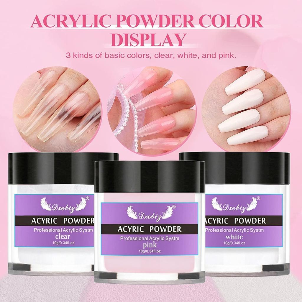 Acrylic Nail Kit for Beginners with Electric Nail Drill, Base Coat & Top Coat, Complete Acrylic Powder Set for Newbies