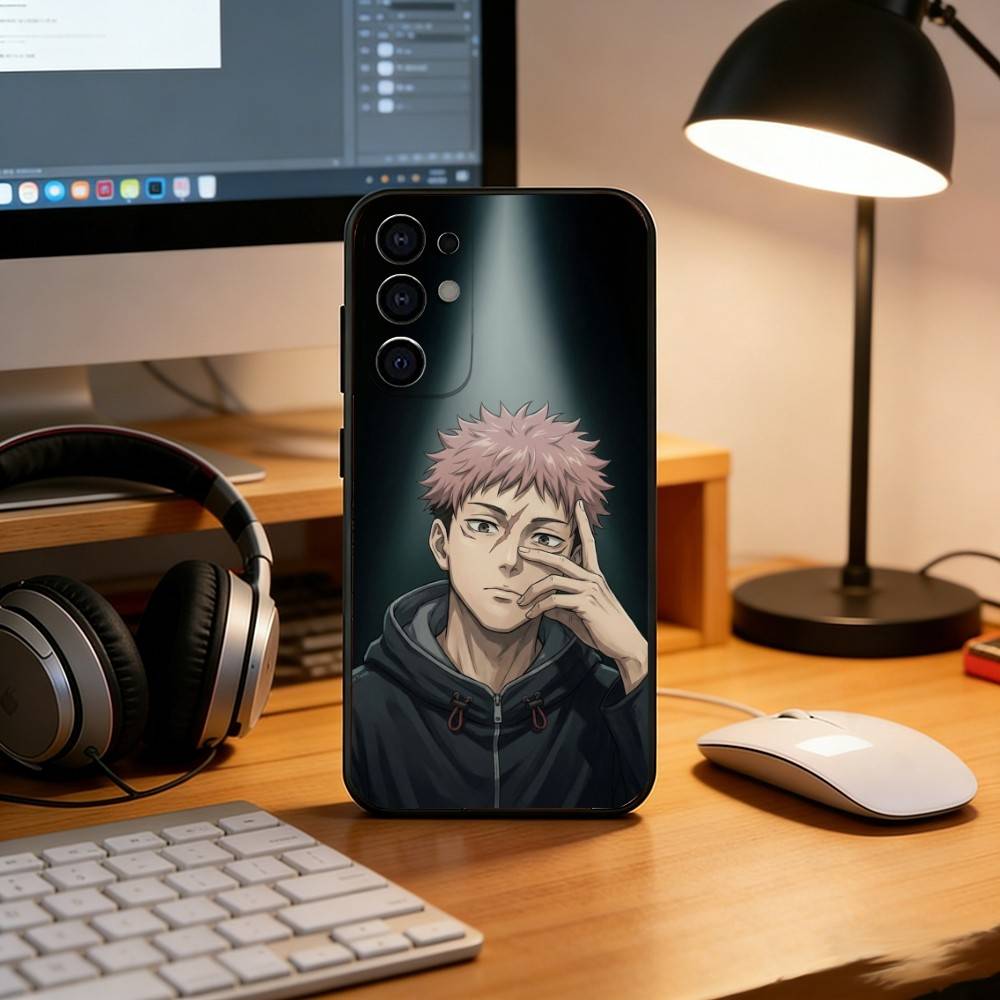Чехол для телефона с аниме J-Jujutsu Kaisen Y-Yuji Itadori, Черный силиконовый, Мягкий, Для Samsung S25, S24, S21, S22, S23, S30, Ultra, S20, Plus, Fe, Lite