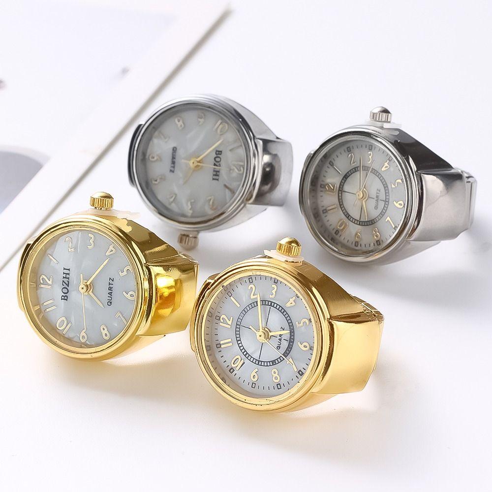 Women Men Fashion Gift Digital Watch Elastic Stretchy Rings Ring Watch Round Quartz Finger Rings