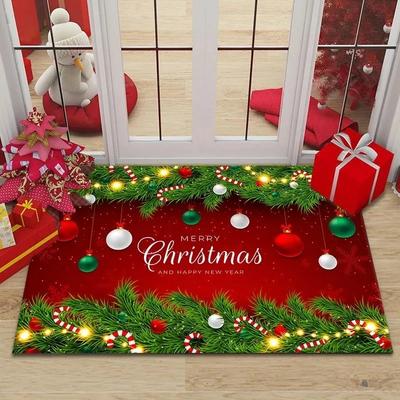 Счастливого Рождества Придверный коврик Гостиная Парадный вход Нескользящий Коврик для ног Полиэстер Коврики для ванной Комнаты Ковер Рождественские украшения для дома