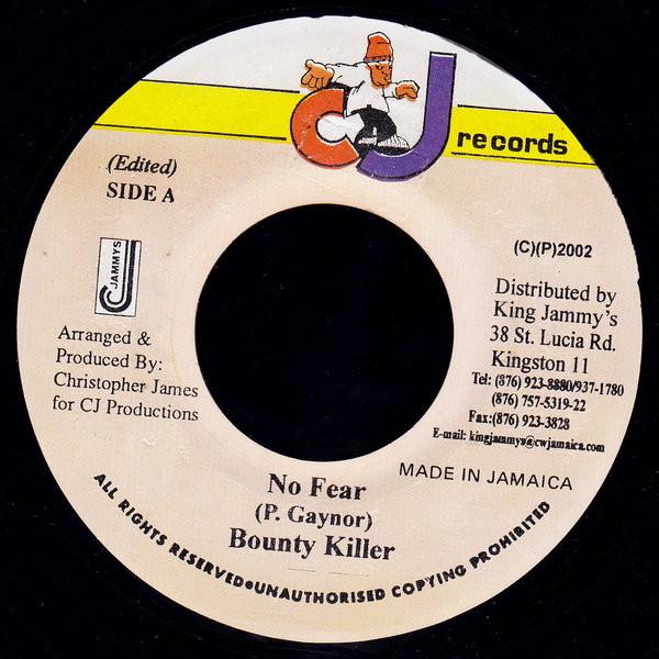 7-дюймовая пластинка BOUNTY KILLER No Fear NONE CJ Records 2002 Ямайка Регги Ска Даб Б/у