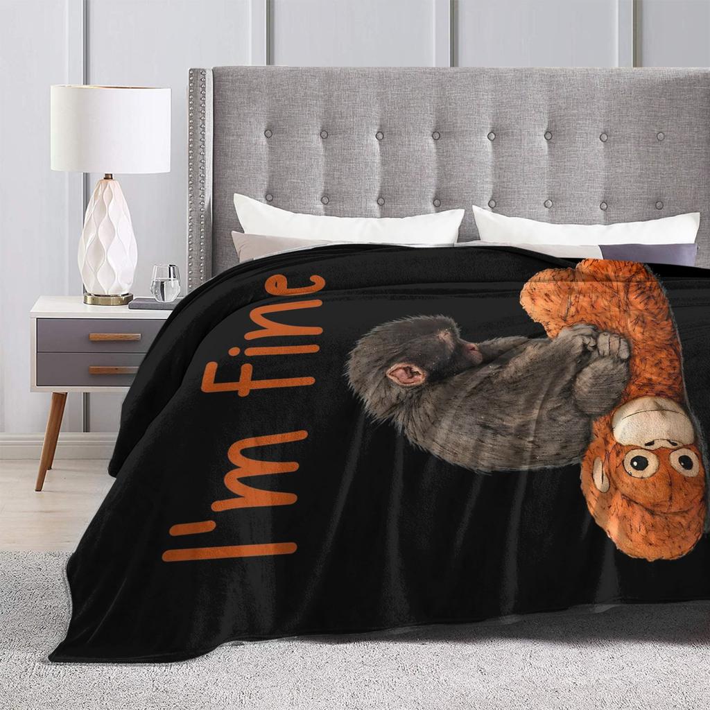 Baby Macaque Hugging Plush Cute Monkey Punch Blankets Flannel Portable Lightweight Throw Blanket for Bedding Couch Bedspread