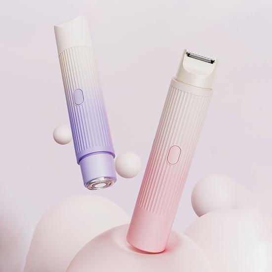 Женская электробритва с двумя головками, USB-перезаряжаемая, водонепроницаемая, портативная, для лица, тела, зоны бикини, рук, ног, эпилятор, бритва, триммер