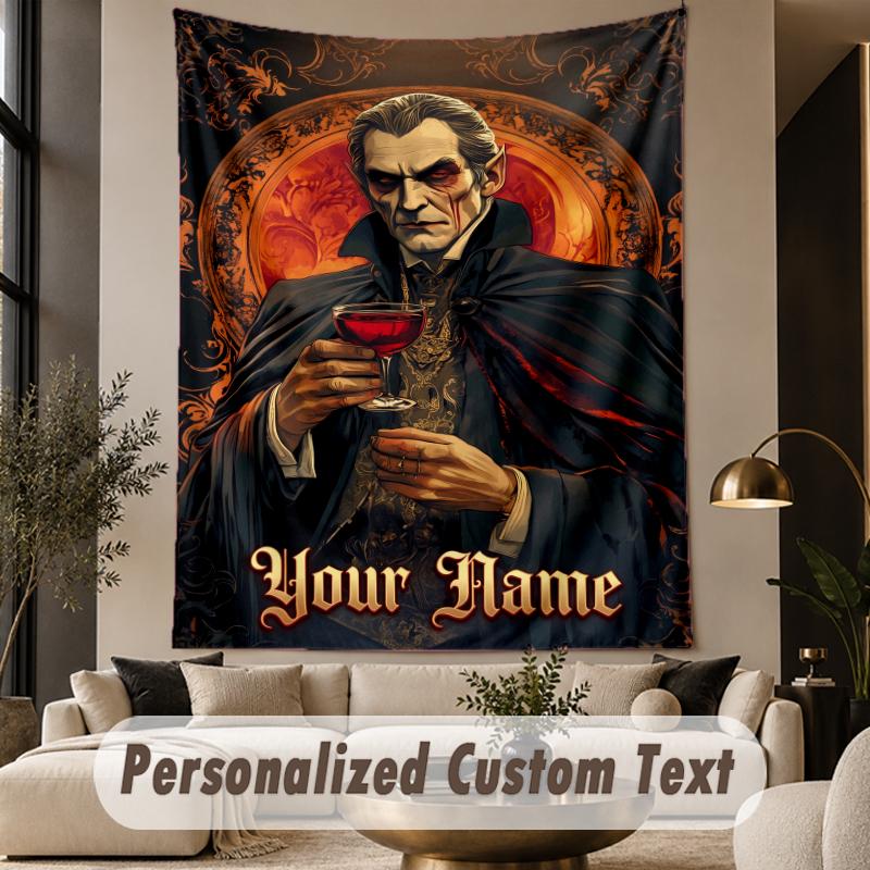 Custom Text Printed Tapestry Dracula Pattern Large Wall Hanging Indoor Room Decor