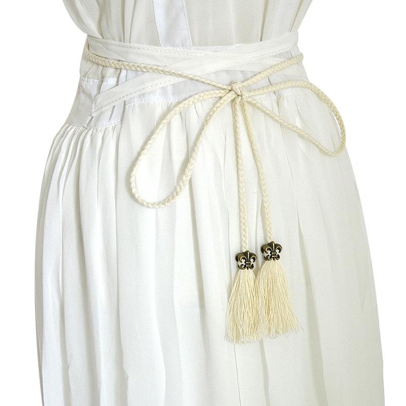 Meier Women's handmade braided thin belt waist cord anchor comb su braided waist chain