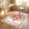 Floral Garden Theme Crystal Velvet Rug Personalized Custom Name Text Soft Floor Mat Home Decor