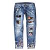 Женские джинсы прямого кроя со средней посадкой, без эластана, из хлопка, с разрывами, с принтом американского флага, пэчворк, уличная одежда, джинсовые брюки