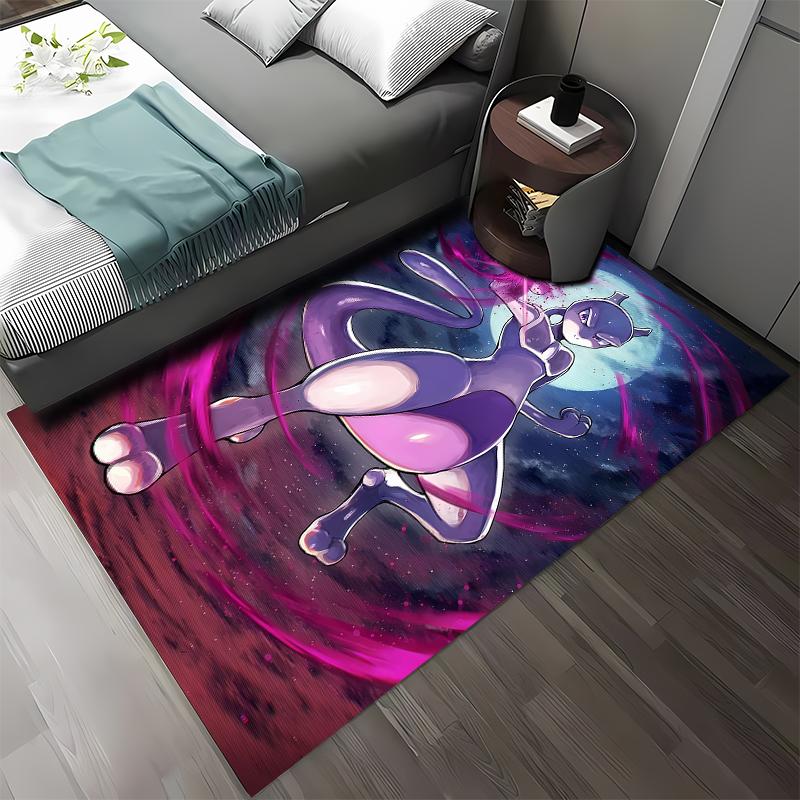 3D P0kem0n-Mewtwo Cartoon Anime Carpets Bedroom Living Room Sofa Study Children's Room Decor Rugs Balcony Garden Non-slip Mats