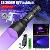 LED Flashlight Hunting UV 395NM/Blue Light Torch Professional Tactical Night Scout Light Set Fish Light USB Rechargeable Torch
