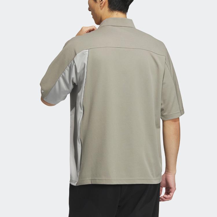 Adidas Техническая рубашка поло с буквенным узором и цветным блоком для активного отдыха, быстросохнущая спортивная рубашка поло с коротким рукавом, мужская рубашка поло цвета гальки-серого IC4420