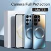 Магнитный матовый силиконовый чехол для Samsung S25 Ultra S24 Plus с беспроводной зарядкой, противоударный жесткий бампер из ПК для Galaxy S23 S22 Plus