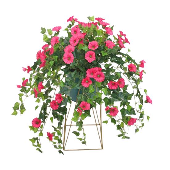 Artificial Morning Glory Flower Realistic Home Office Table Centerpiece Wedding Dropping Faux Petunia Flower Hanging Fake Floral Arrangement
