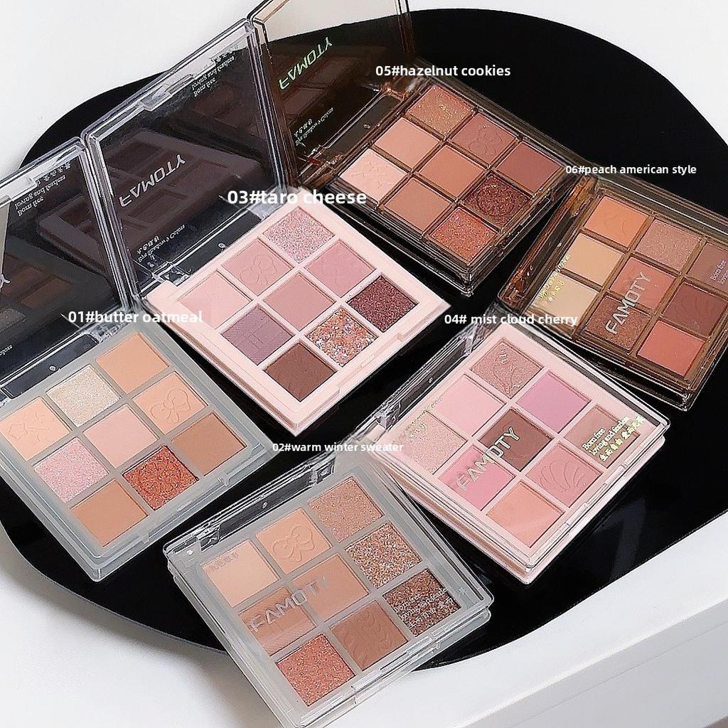 Nine-color Eyeshadow Disc, One Plate, Multi-purpose Earth Color Plain Makeup Nude Matte Pearlescent Fine Flash Student