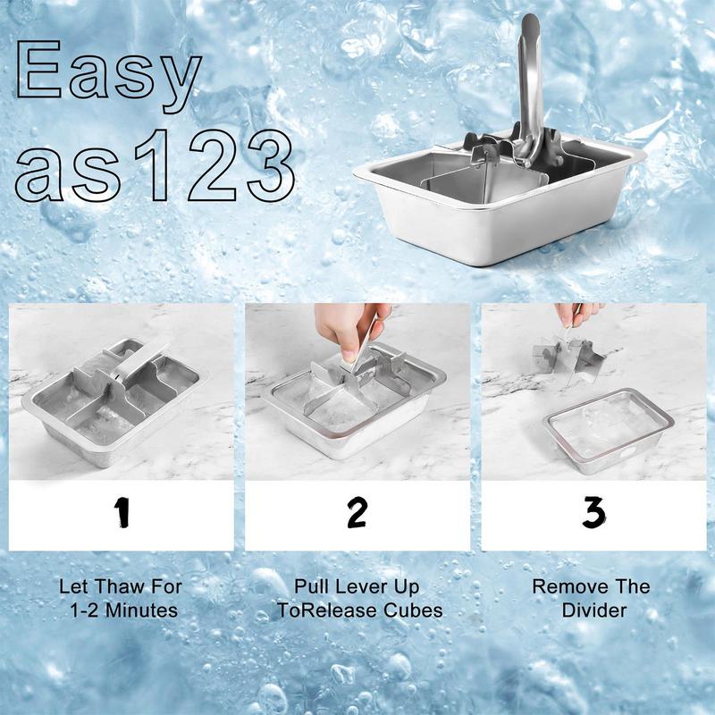 6 Cavity Stainless Steel Freezer Ice Block Mold Large Cubes Easy Release Mould for Food Storage Meal Prep Beverage Making