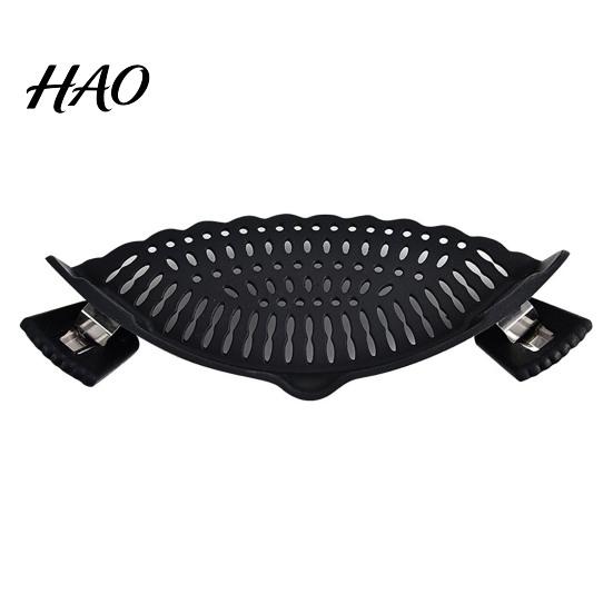 Easy Pouring Liquid Drainer Silicone Pot Edge Strainer, Clip-on Kitchen Colander for Pasta Vegetables, Compact Strainer Pots Bowls Non Slip with Drip