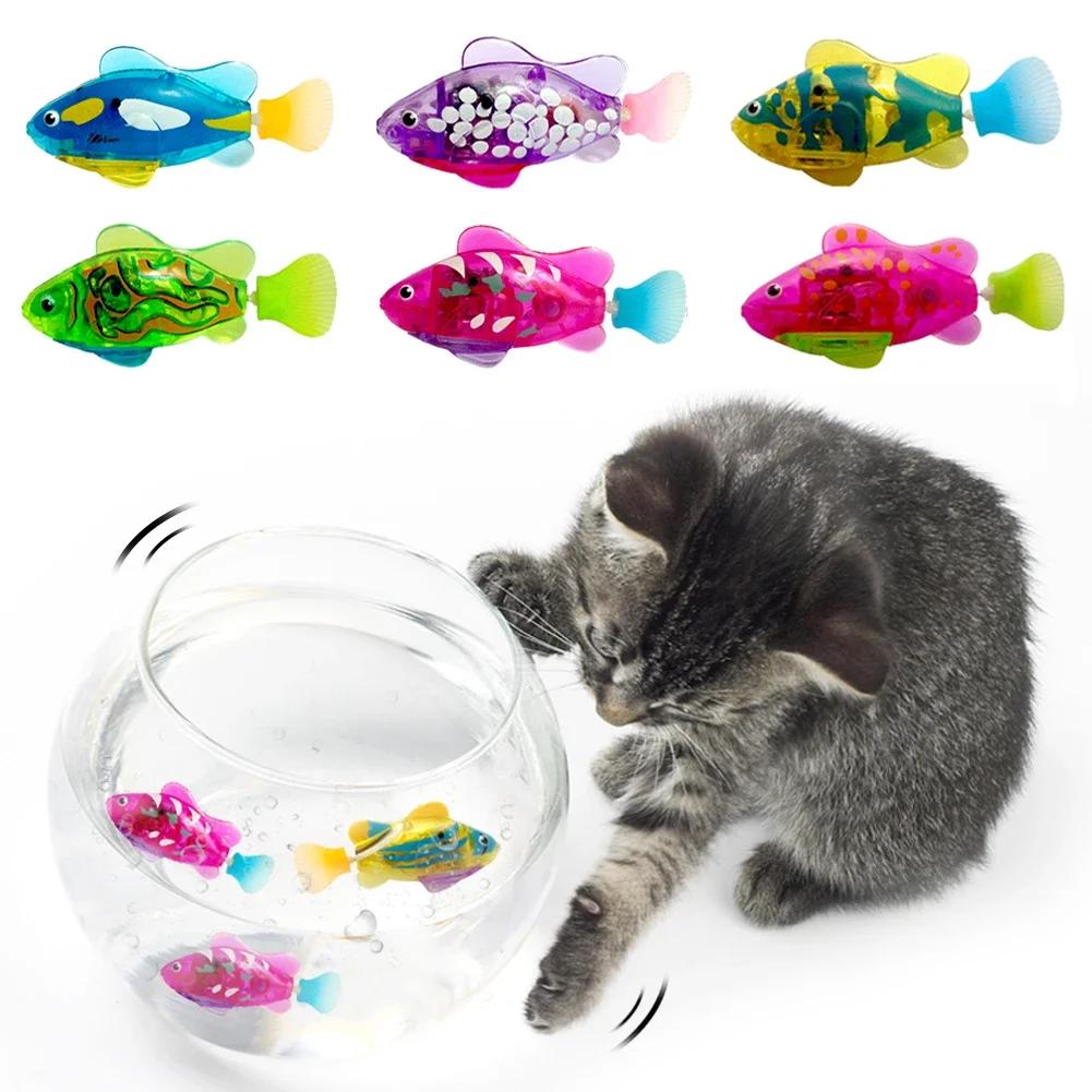 Pet Cat Toy LED Interactive Swimming Robot Fish Toy for Cat Glowing Electric Fish Toy To Stimulate Pet's Hunter Instincts